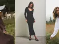 Elegancka sukienka na Wigilię firmową: brązowa maxi, czarna dopasowana lub biała koszula oversize.