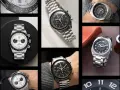 Kultowe zegarki męskie: Heuer Monaco, Omega Speedmaster, Tudor Chronograph, Hermes i Cartier.