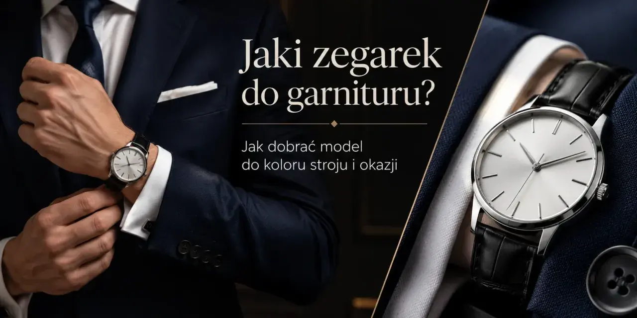 Elegancki mężczyzna w granatowym garniturze i białej koszuli, z klasycznym zegarkiem na nadgarstku. Dowiedz się, jak nosić zegarek do koszuli.