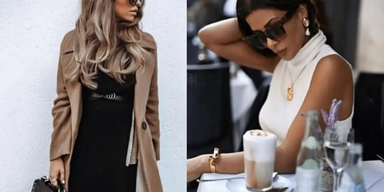 Elegancko do restauracji ze znajomymi: płaszcz, mała czarna i stylowe dodatki.
