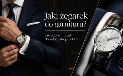 Elegancki mężczyzna w granatowym garniturze i białej koszuli, z klasycznym zegarkiem na nadgarstku. Dowiedz się, jak nosić zegarek do koszuli.