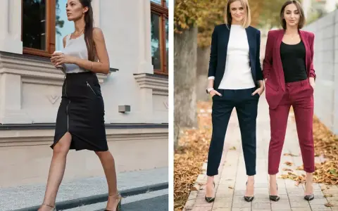 Eleganckie stylizacje na imprezę w lokalu: czarna spódnica z zamkiem i szpilki lub garnitur w granacie lub bordo.