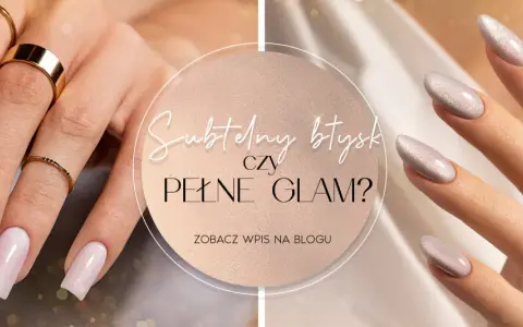 Dłonie z paznokciami w stylu glam rock, ozdobione złotą biżuterią. Wybierz subtelny błysk lub pełen glam.