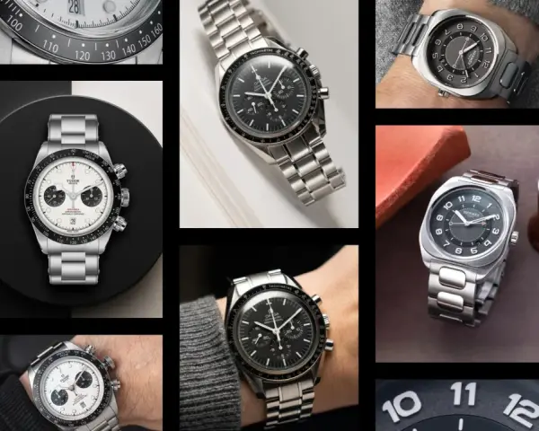 Kultowe zegarki męskie: Heuer Monaco, Omega Speedmaster, Tudor Chronograph, Hermes i Cartier.