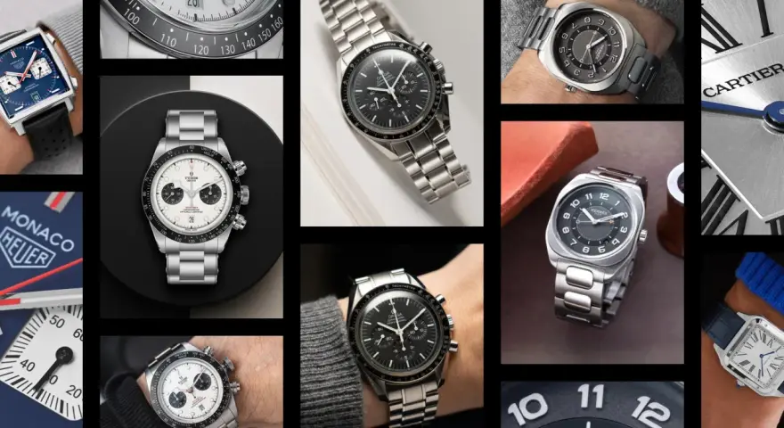 Kultowe zegarki męskie: Heuer Monaco, Omega Speedmaster, Tudor Chronograph, Hermes i Cartier.